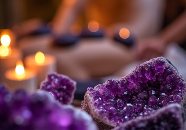 天然石スパの様子