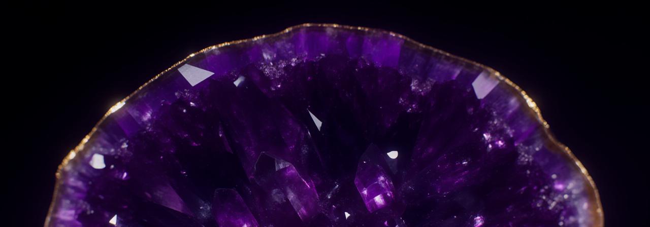 神秘的な紫色の晶洞石のクローズアップ